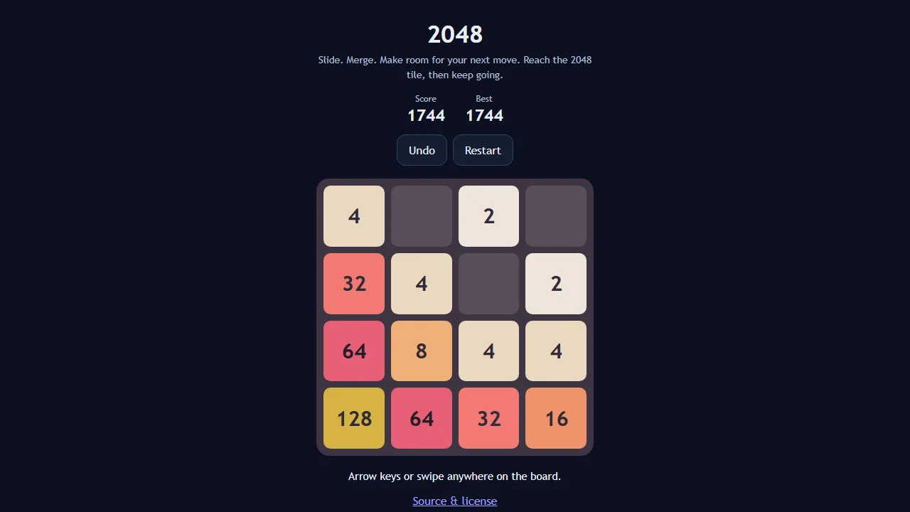 2048 gameplay screenshot 1