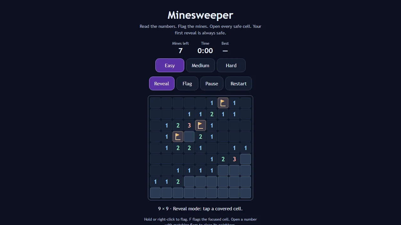 Minesweeper gameplay screenshot 1