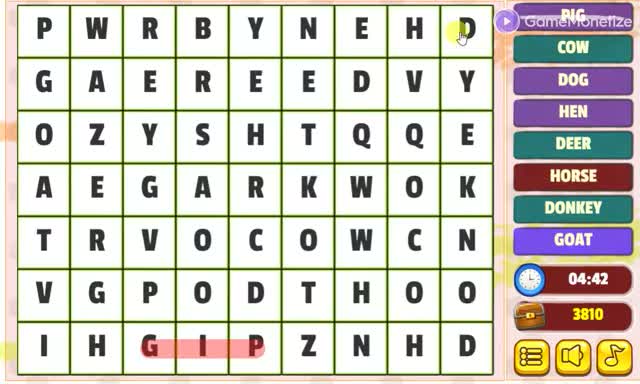 Animals Word Search gameplay screenshot 1